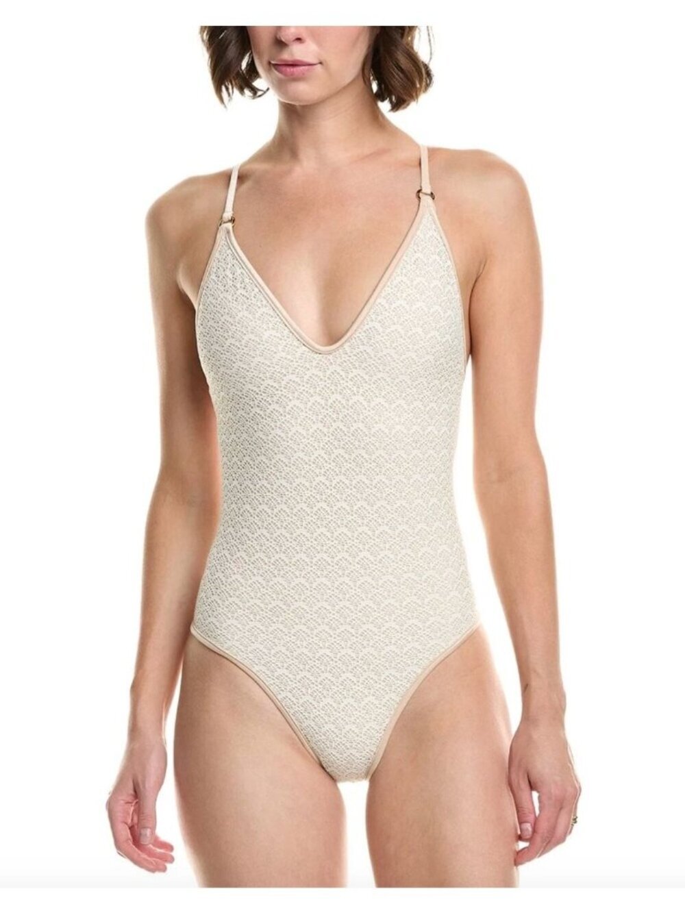 PQ Swim Biscotti Margot One Piece Cream Womens Size Large